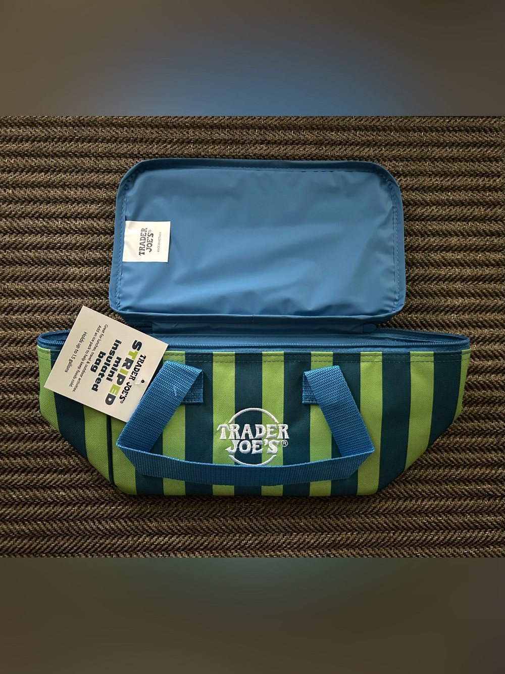 Trader Joe’s Blue & Green Striped Mini Insulated Bag